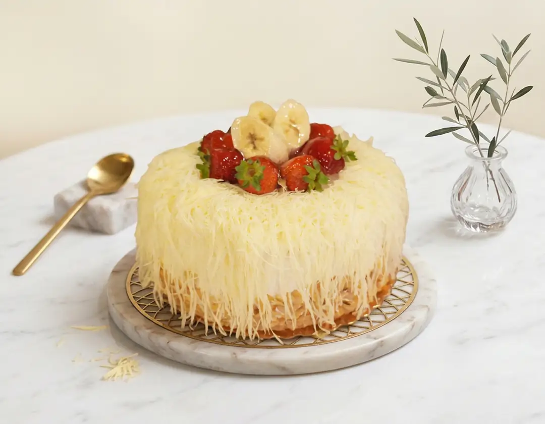 Çilek Muz Beyaz Çikolatalı Pasta